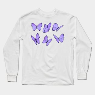 Winter cold blue butterfly sticker pack Long Sleeve T-Shirt